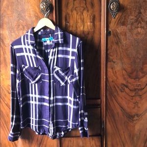 Plaid indigo flannel shirt
